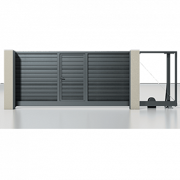 Откатные ворота с калиткой серии Prestige 4000×2000 раздвижные сэндвич-панель Alutech